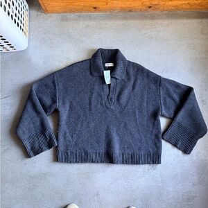 NAADAM Charcoal V Neck Sweater